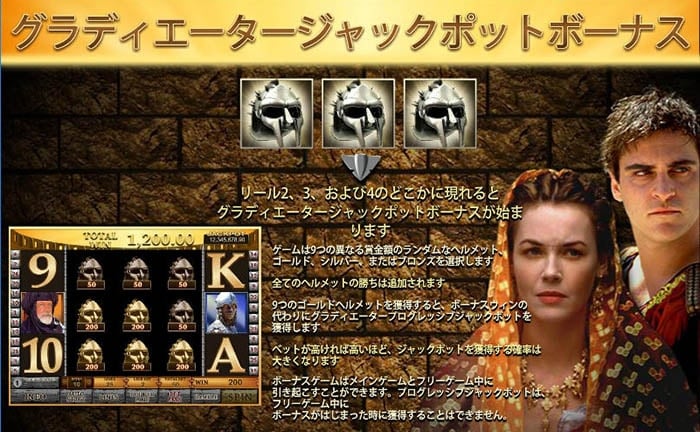 グラディエータージャックポットボーナス獲得 グラディエータージャックポットボーナス獲得