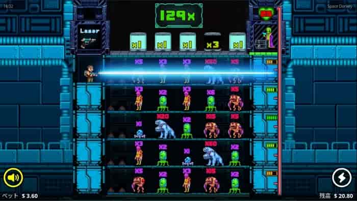Laserは横1列に1ダメージ Laserは横1列に1ダメージ